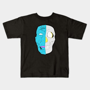 Dope half face and half skull face illustration Kids T-Shirt